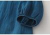 Retro Tie-Dye Blue Gradient Dress with Round Neck and Drawstring - Summer Design 2026