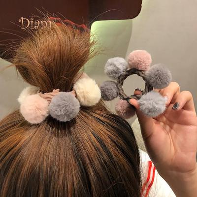 Tenfyer Fashion Soft Plush Pompon Donna Ragazza Elastico per Capelli Corda per Coda di Cavallo Copricapo