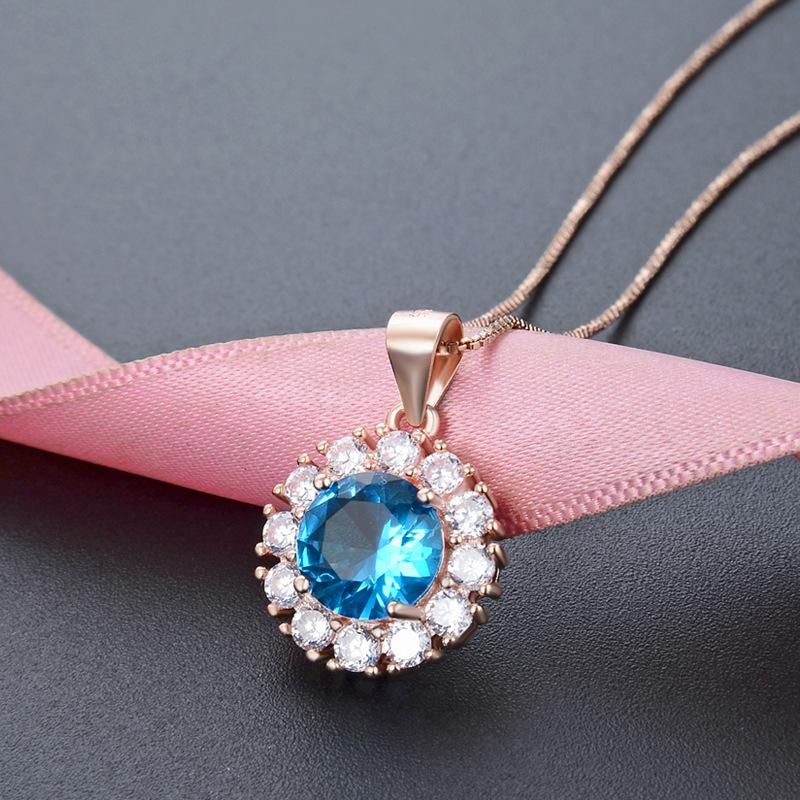 

Линдон Стерлингового Серебра 925 Классическое Женское Ожерелье Кулон Циркон Модный Подарок розового золота