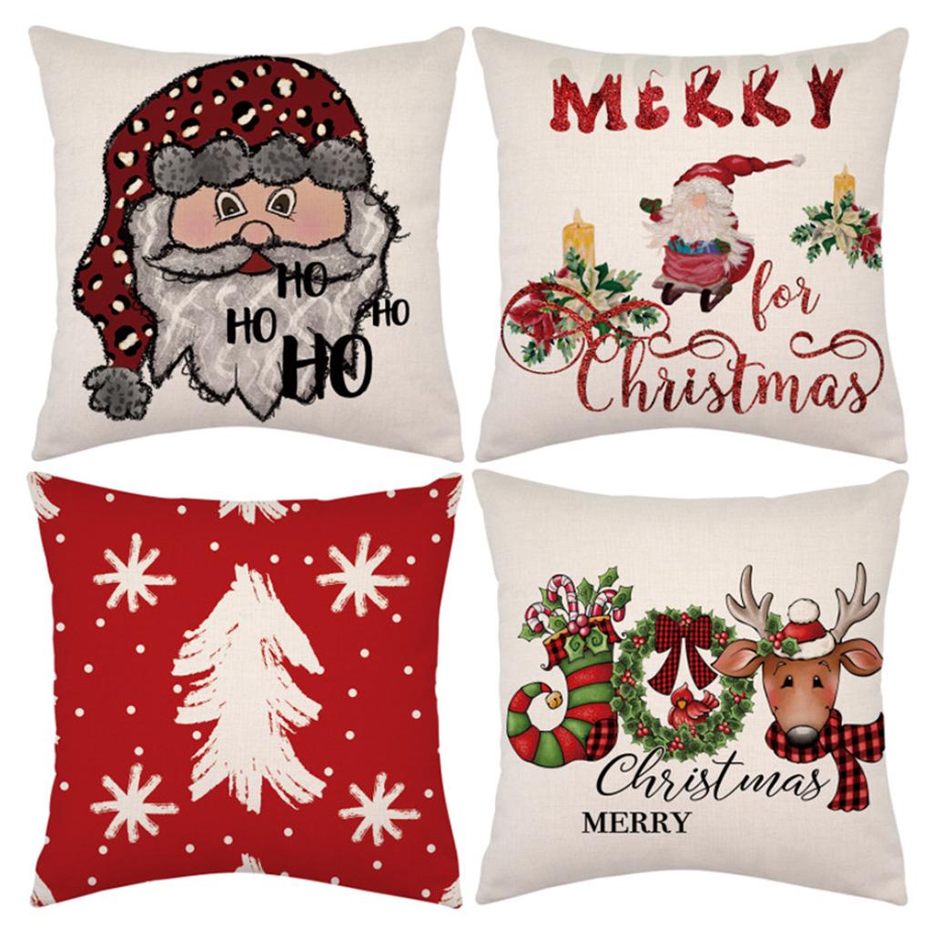 Popular Christmas Pillowcases for Holidays Santa Claus Linen Home Decoration Pillowcases