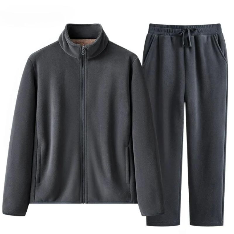 Winter Men's Women's Wool Hooded Long Pants Set Warm Cold Resistant Thick Sportswear Two-piece Set Casual Sportswear