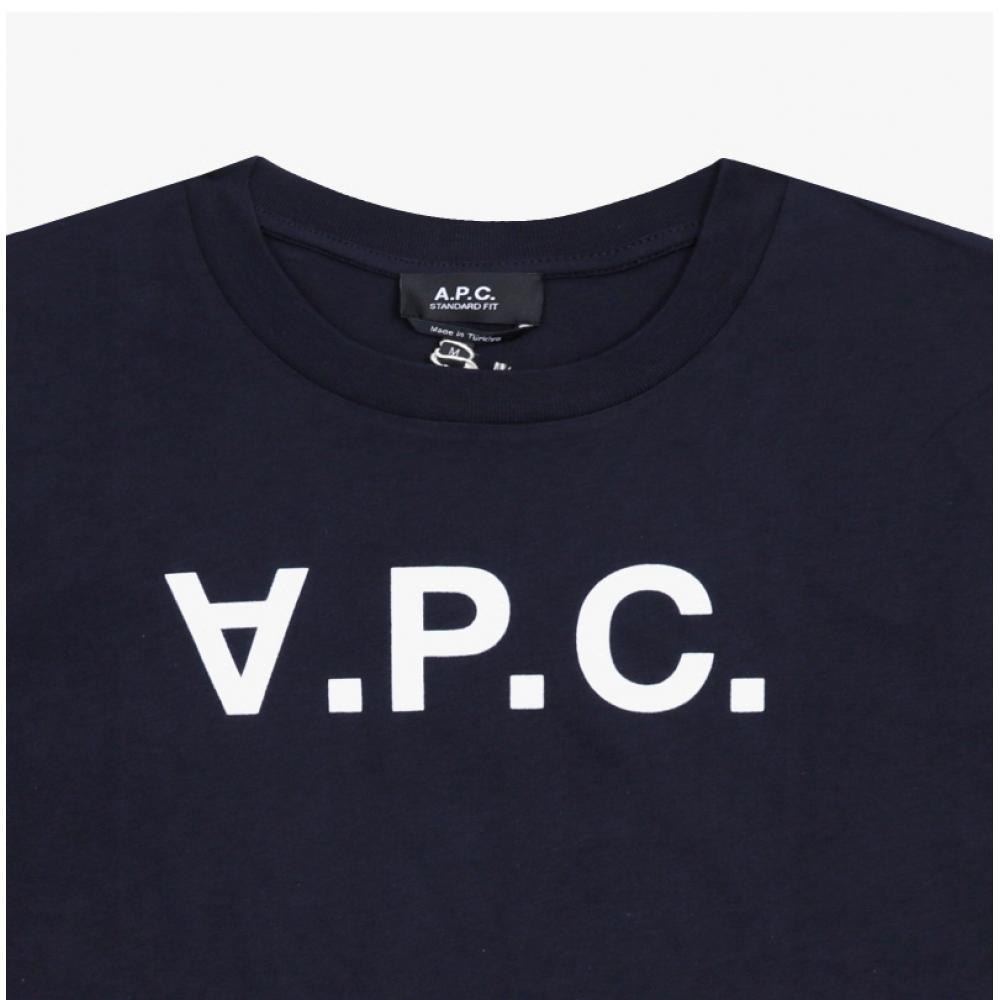 A.p.c. VelveT Logo STandard Grand T shirT M26384 Tiq Dark Navy Ecru