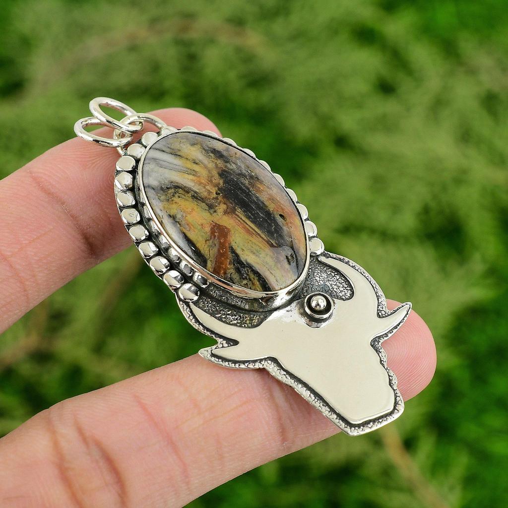 Daughters Day Deal 925 Sterling Silver Coconut Jasper Gemstone Pendant Jewelry