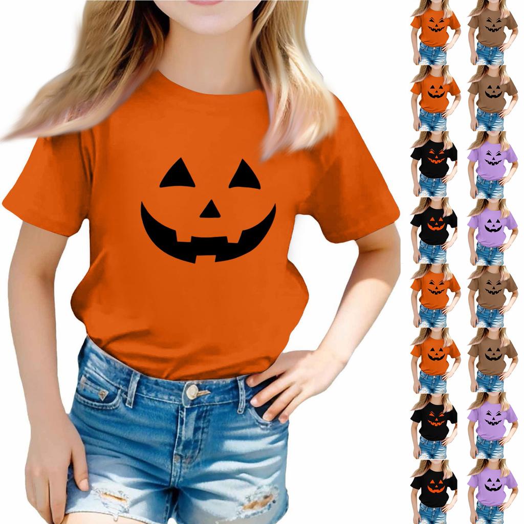 Toddler Girl Boy T-Shirts Halloween Day Kids Top Boys And Girls Printed Short Sleeved T-shirt