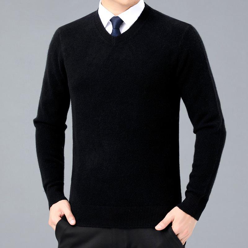 2025 Men s Cashmere V-Neck Sweater: Thick, Warm, Business-Casual for Autumn/Winter. 185