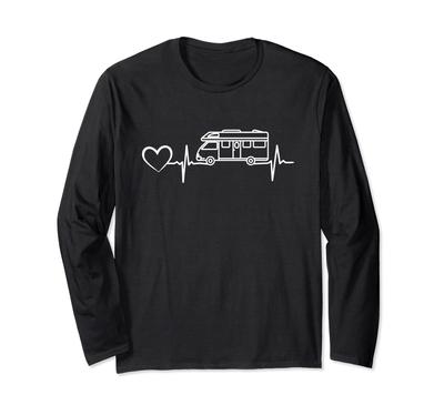 Camping Camper Heartbeat Heart Heartbeat Caravan Long Sleeve T-Shirt