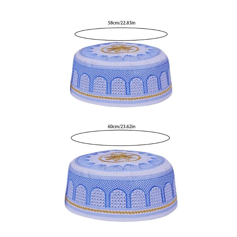 Lightweight Breathable Polyester Embroidered Hat Stylish Muslims Headwear Perfect For Outdoor Activities And Travel