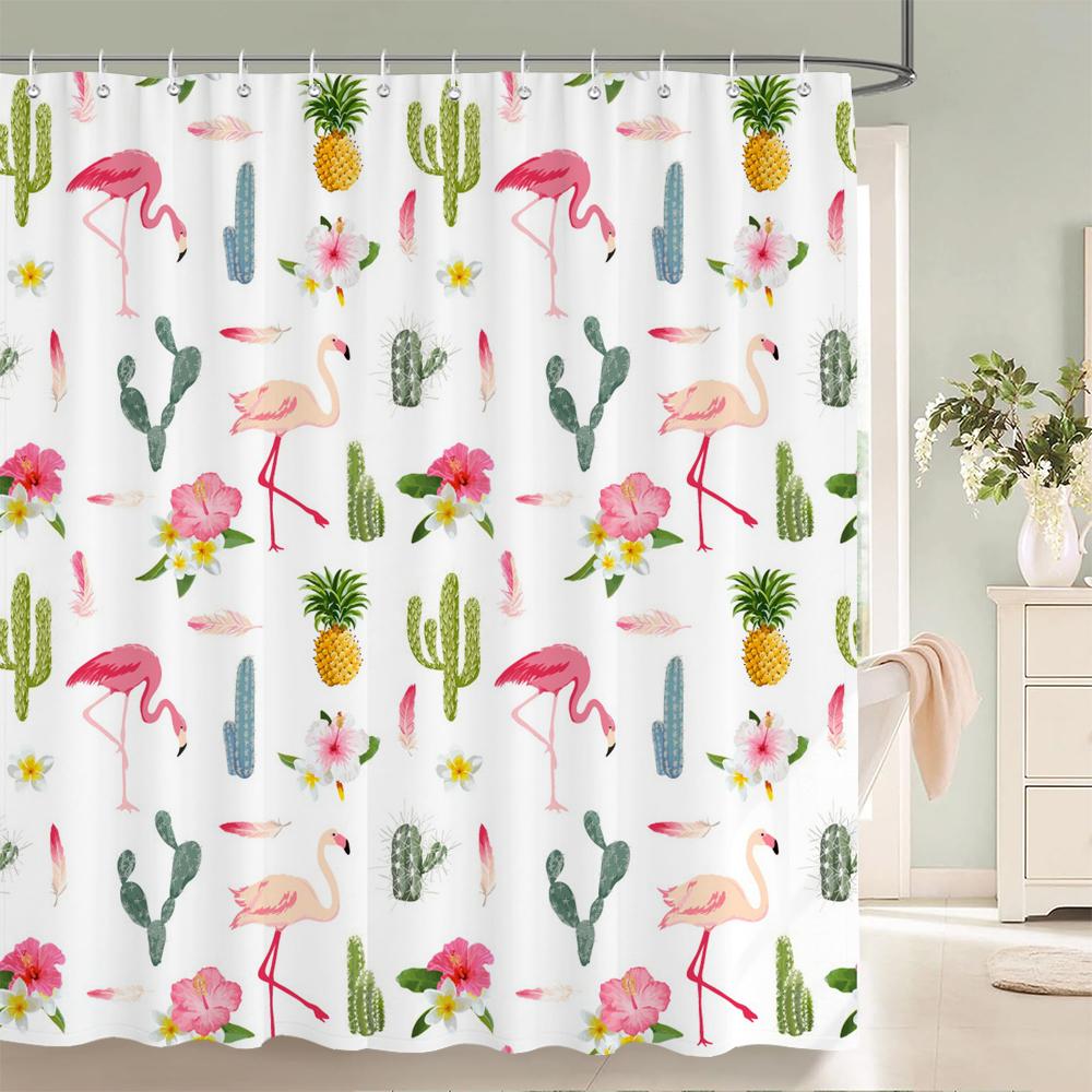 1 pc Plant Leaves Parrot Birds patterned polyester material shower curtain waterproof fabric, home partition bathroom curtain