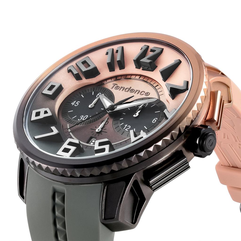 Tendence 51mm Watch TY146102, PeachGray Dial, Aluminum, Mineral Glass, Quartz Movement, Officially Imported, Peach
