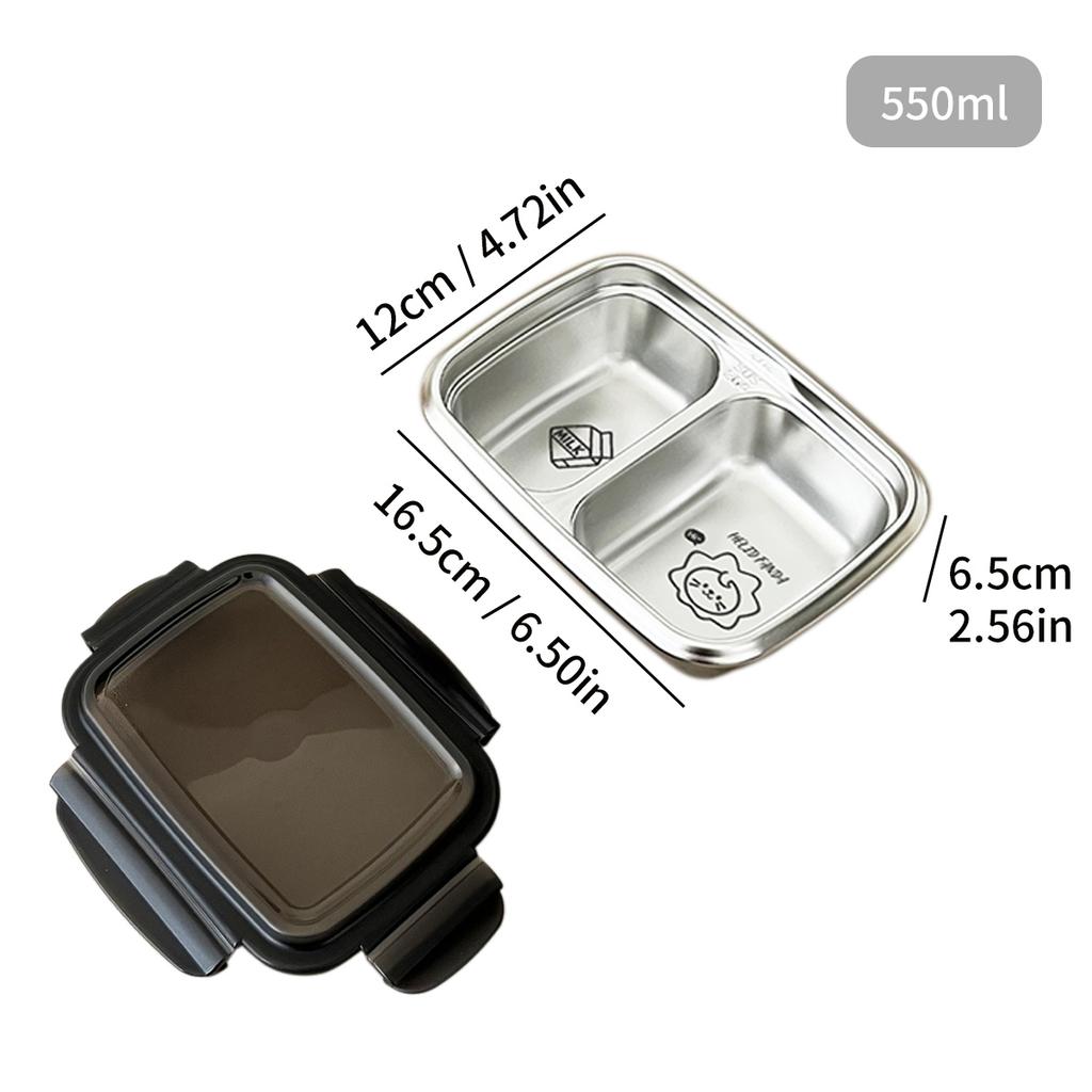 WORTHBUY 304 Stainless Steel Divided Bento Lunch Box Portable Leak-proof Food Container With Compartments For Students Kids
