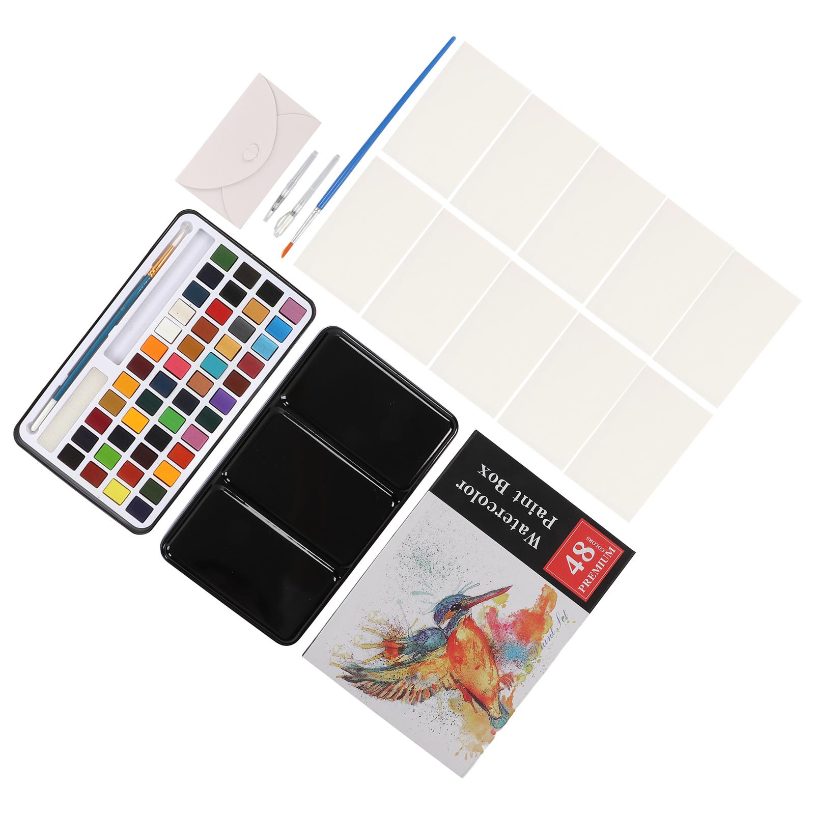 

Набор из 48 акварельных красок с кистью, губкой, акварельной бумагой, конвертом, железной коробкой для начинающих