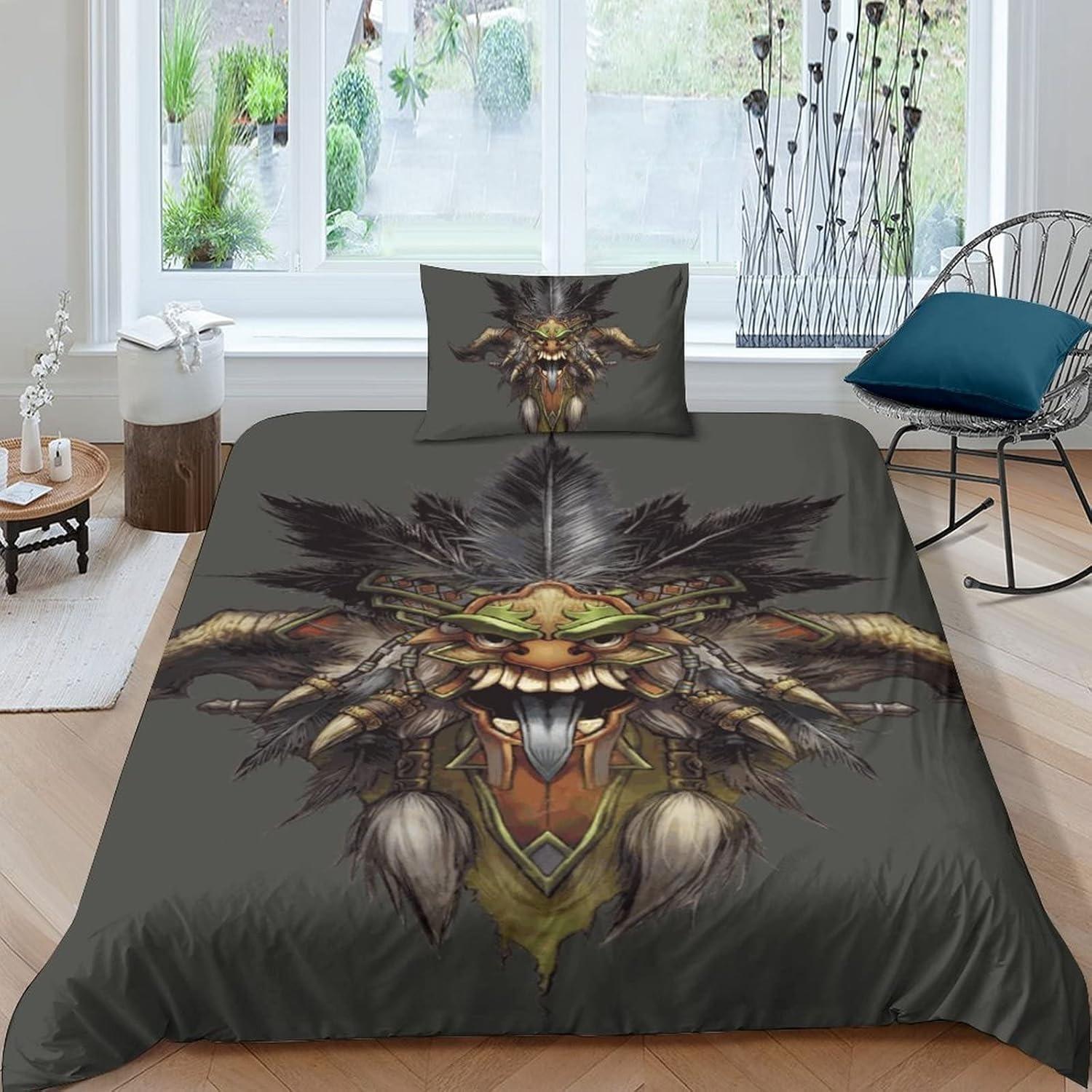 Diablo Bedding Sets Exquisite Bed Supplies Set Immortal Game Duvet Cover Bed Comforter Set Bedding Set Luxury Birthday Gift AU Single(140x210cm)