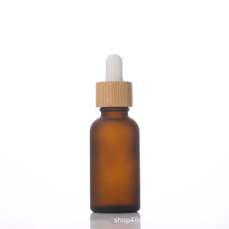 Flacon compte-gouttes en verre ambré dépoli pour huiles essentielles, cosmétiques ou échantillons de voyage