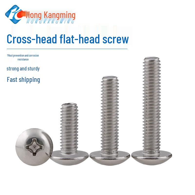 201 Stainless Steel Mushroom Head Machine Screw, Flat Cross, M4/M5/M6