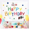 Happy Birthday Hanging Cloth Background Cloth Cute Cartoon Children'S Party Arrangement Decorative Wall Cloth Same Style