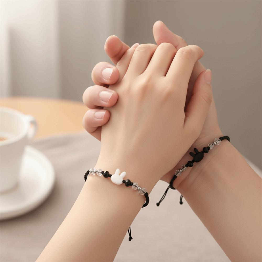 Cute Couple Bracelet Minimalist Design Cat Bracelet Fashion Rabbit Woven Bracelet  Couple Wear