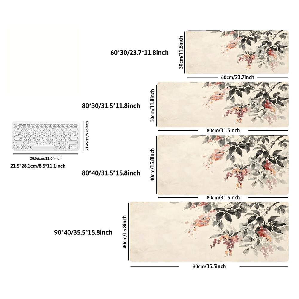 Large Chinese Ink Cherry Blossom Bird Art Mousepad XXL Non‑Slip Rubber Deskmat Pc Game Keyboard Desk Mats Mouse Mat Gamer
