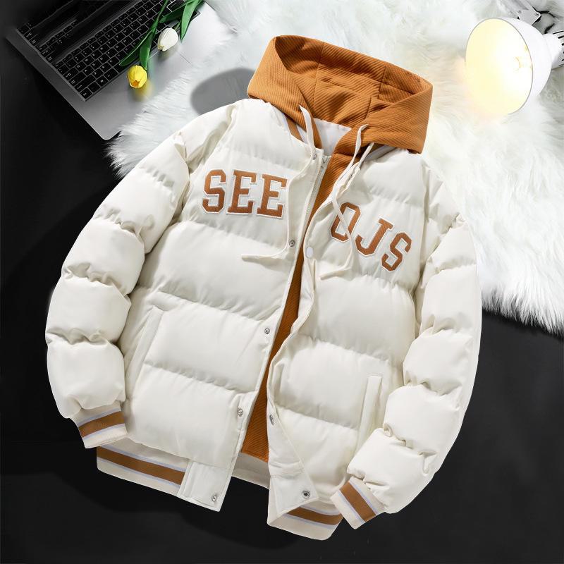 

Men s 2023 Trendy Hooded Down Jacket - Thick, Warm, Two-Piece Design L off білий колір