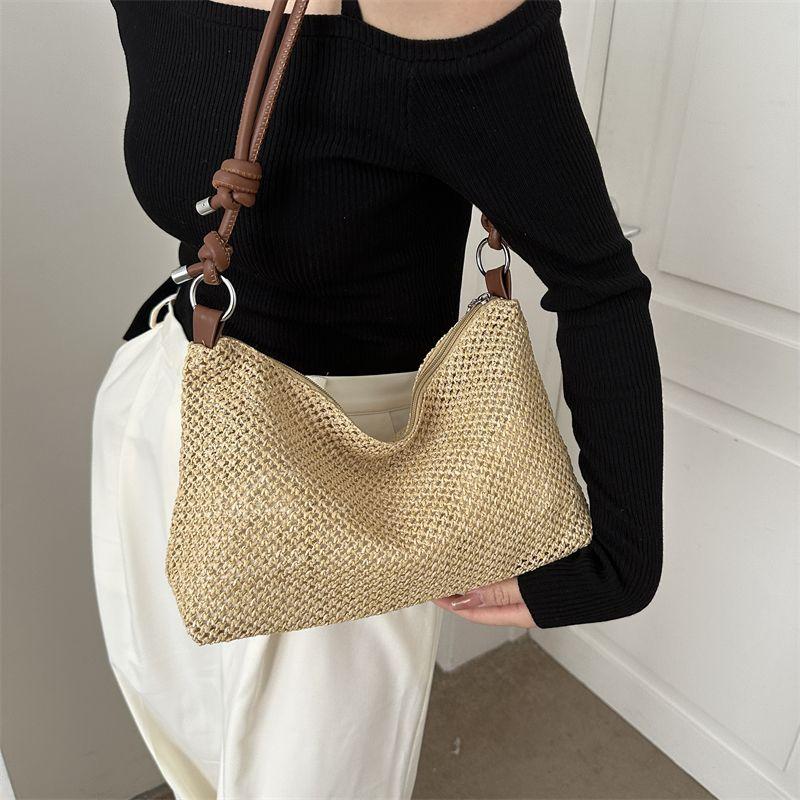 Handmade Woven Bags for Women, New Tide Fashion Retro Straw Tote Bag, Versatile Large Capacity Shoulder Bag