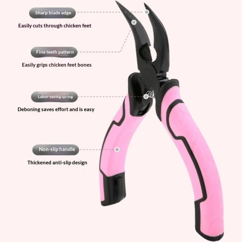 Handheld Chicken Bone Pliers With Curved Nose & Spring Mechanism Suitable For Quick Duck Feet Efficient Poultry Deboning