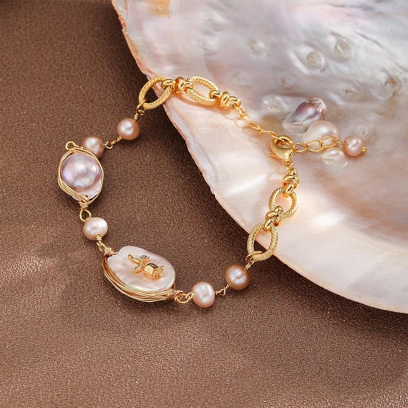 Elegant Baroque Freshwater Pearl Bracelet Women With Rose Charm Lightweight Luxury Minimalist Design