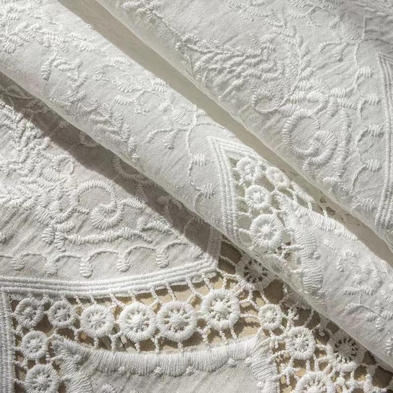 100% Cotton Hollow Flowers Short Curtains Living Room Korean Gream Lace Cloth Half Curtains for Kitchen Bookshelf Dust Curtain