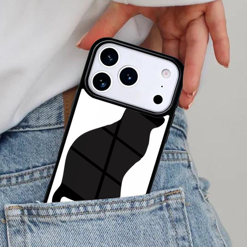 

Чехол для телефона с силуэтом кошки для iPhone 16e 15 14 13 12 17 Pro Max Plus Air 17pro Cover Coque iPhone 12 mini