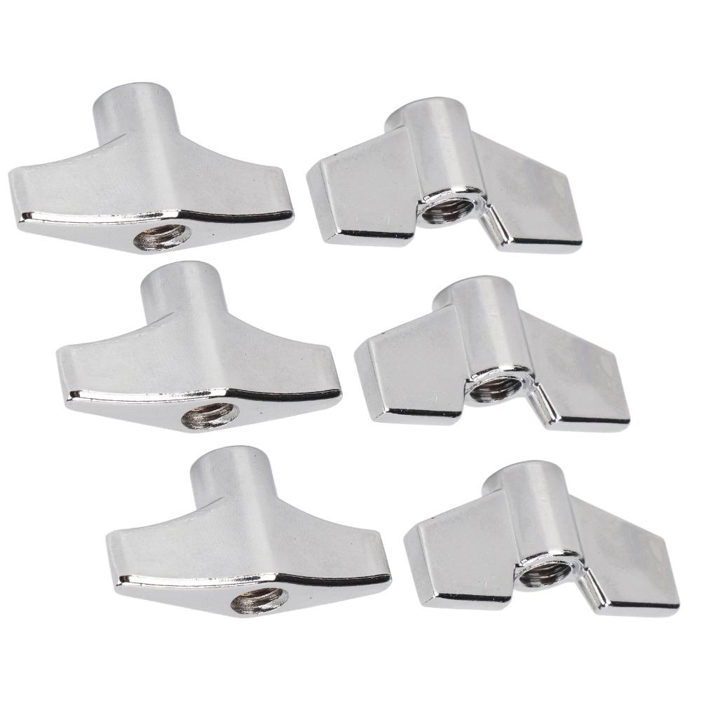 6PCS Metal Drum Set Wing Nuts Silver Percussion Instrument Parts Drum Set Accessories