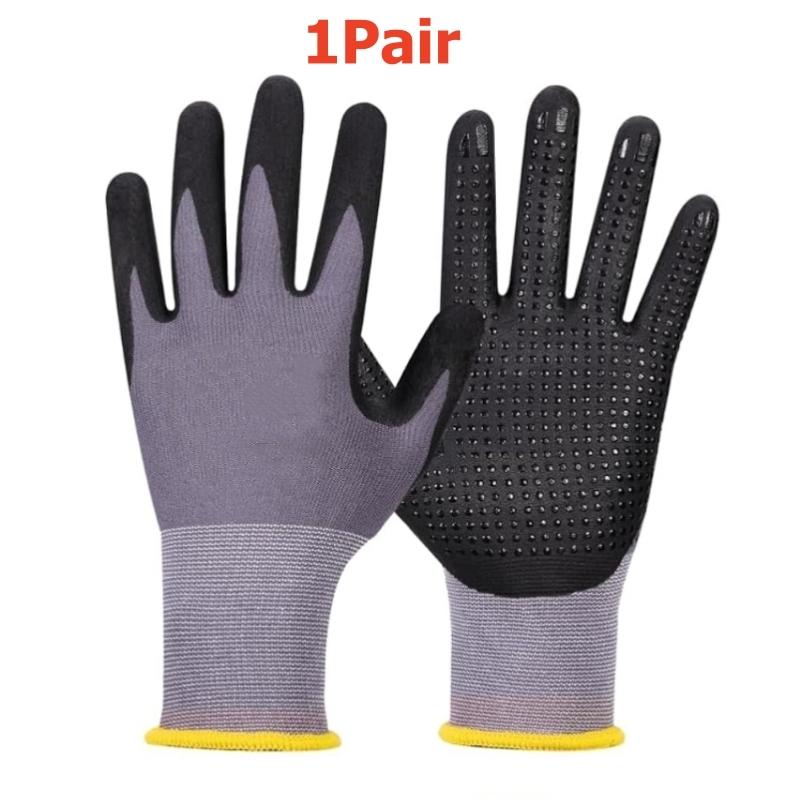 

MicroFoam Coated Safety Work Gloves Nitrile Dots Grip Seamless Knit Security Gloves for Men Women Gardening Industrial Assembly M