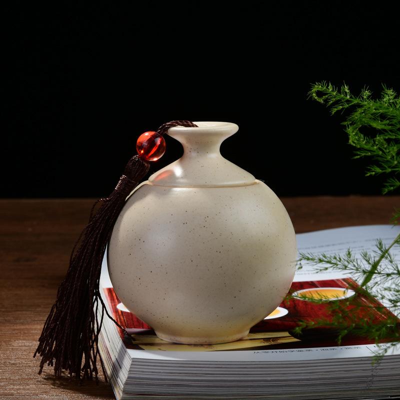 Mini borcan ceramic Retro Home portabil mic ceainic cu ambalaj mic pentru ceai sigilat din porțelan rotund cutie de depozitare recipient pentru ceai