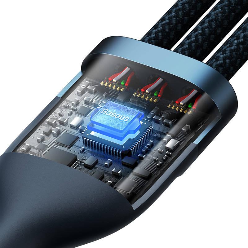 Kabel Usb 3W1 Baseus Flash Series, Usb-C + Micro Usb + Lightning, 100W, 1.2M (Niebieski)
