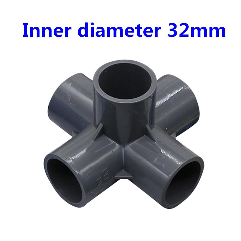 PVC Three-dimensional 3 Way 4 Way 5 Way Water Pipe Connector 32mm Inner Diameter PVC Pipe Fittings Irrigation Coupling Adapter