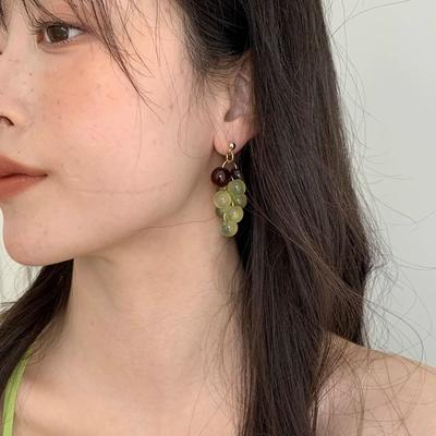 Korean Style Fruit Dangle Earring Bohemia Earrings Beads Earrings Sweet Grape Earrings  Gift