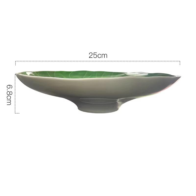 BEPAN 1PC Unique Green Lotus Leaf Plate Hotel Tableware Exquisite Ceramic Plates Creative Chinese Food Ceramic Dinnerware