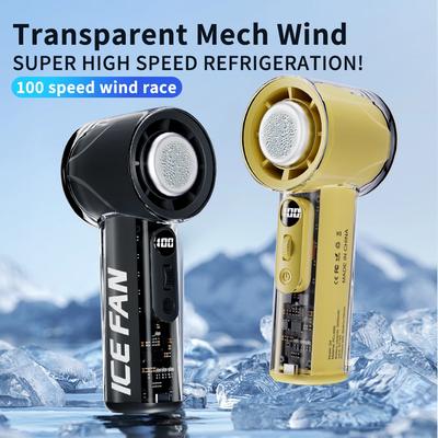 Semiconductor Refrigeration Cold Compress Mini Fan High Speed Transparent Mecha Style 3000mAh USB 100-speed Wind Air Cooling Fan