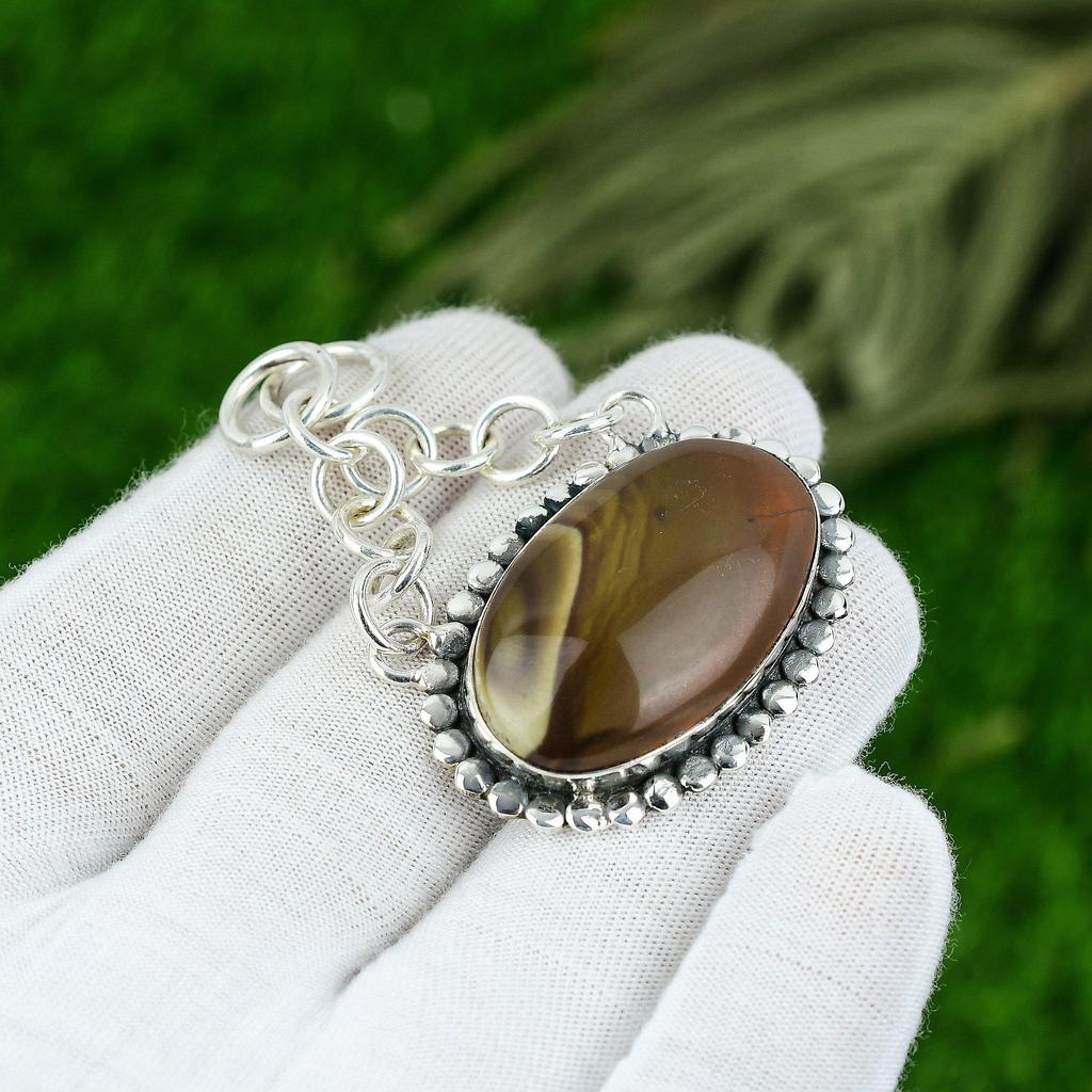 Natural Polychrome Jasper Gemstone Pendant 925 Sterling Silver Jewelry For Girls