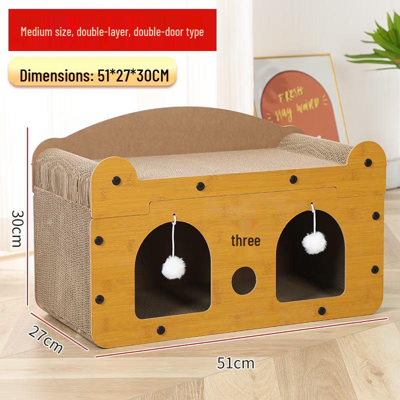 Durable Cat Tree with Scratching Post, Integrated Bed, and 11 Toys