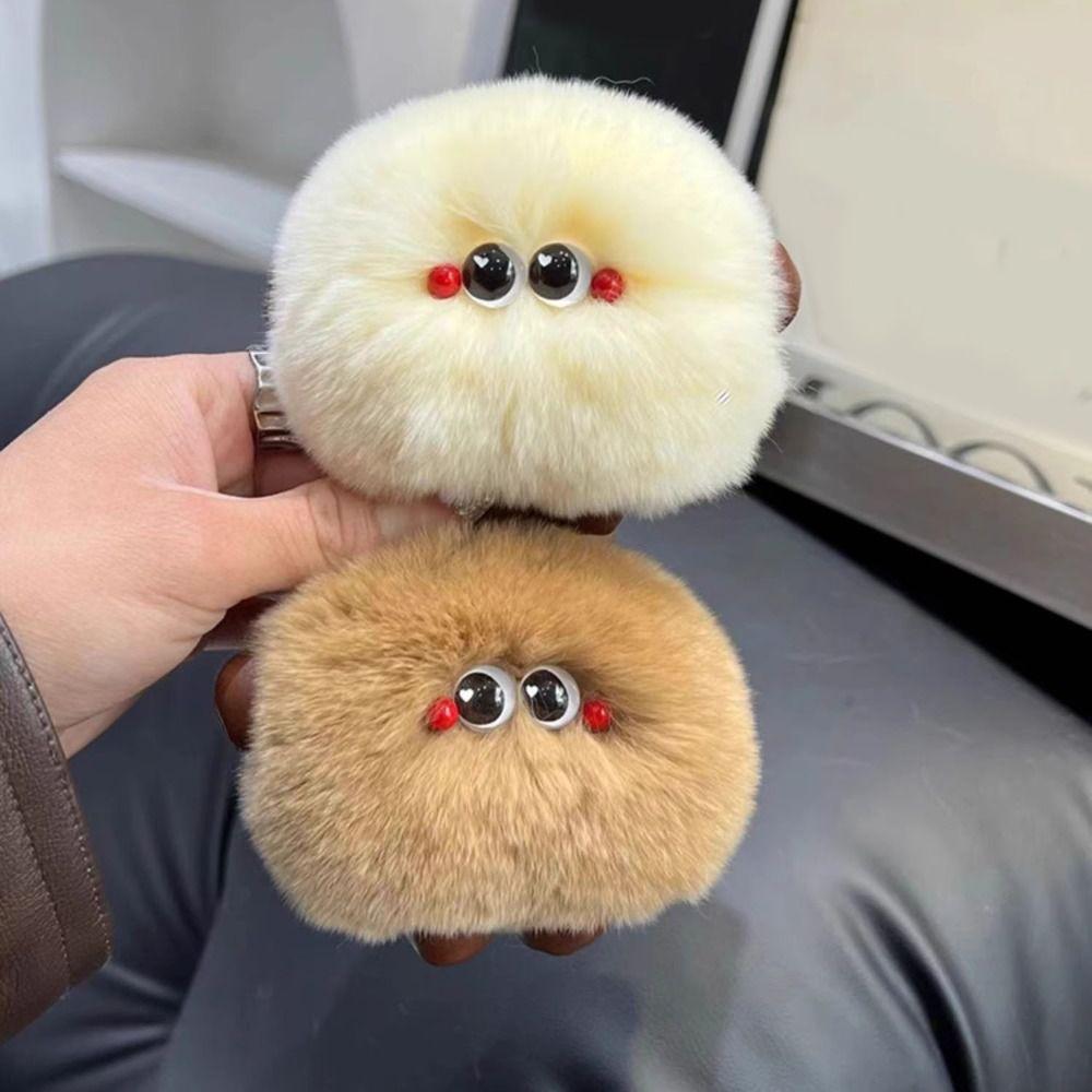 

Furry Imitation Rabbit Fur Keychain Stuffed Car Keyring Creative Plush Doll Keychain Jewelry Gift розовый