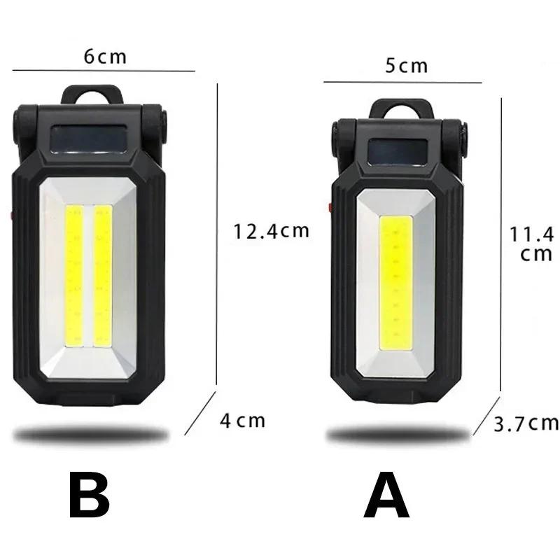 Rechargeable COB Work Light Ultra Bright LED Inspection Lamp Folding Portable Outdoor Light with Hidden Hook