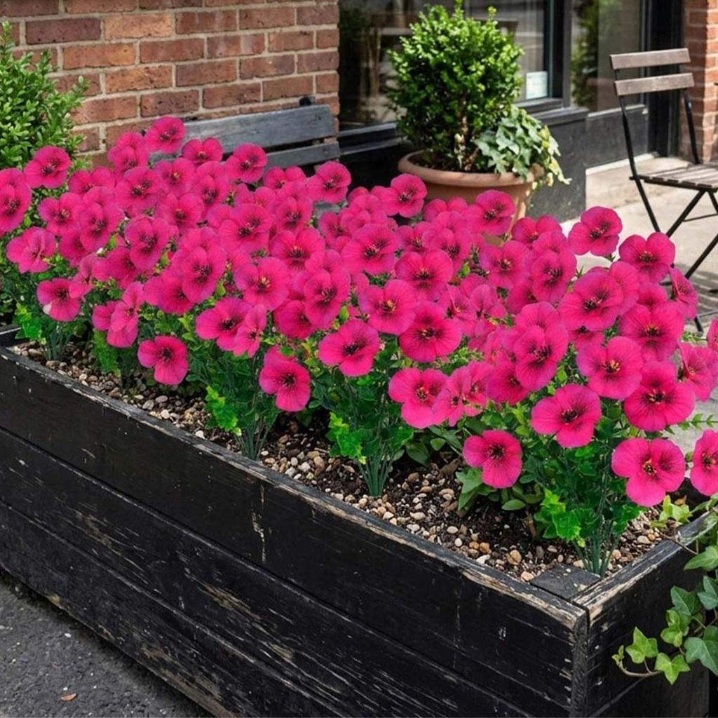 4PCS UV Resistant Artificial Silk Pansy Flowers Outdoor Spring Flowers Pansies Wildflower Plants Faux Impatiens White