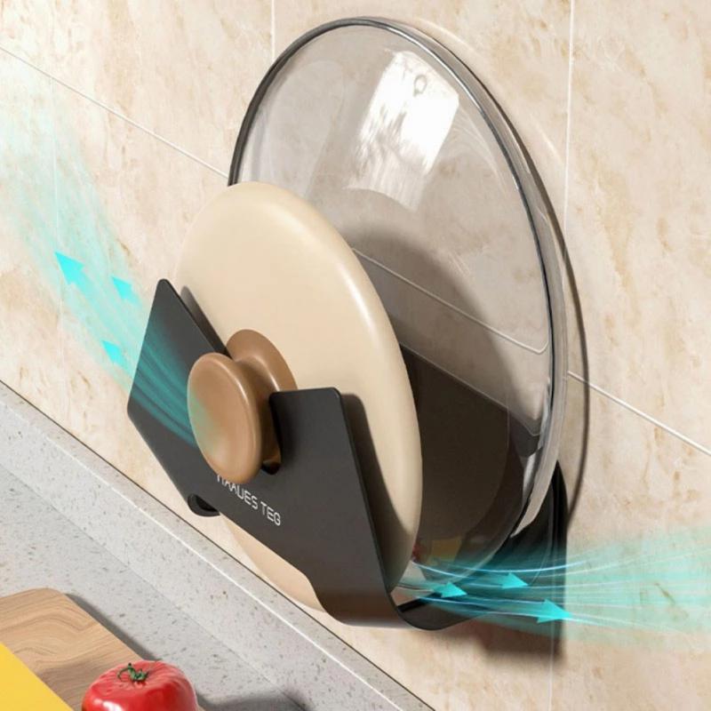 1pcs PP Pot Lid Holder Wall-Mounted Hanging Holder For Pan Pot Cover Rack Plastic Kitchen Storage Rack Kitchen Organizer