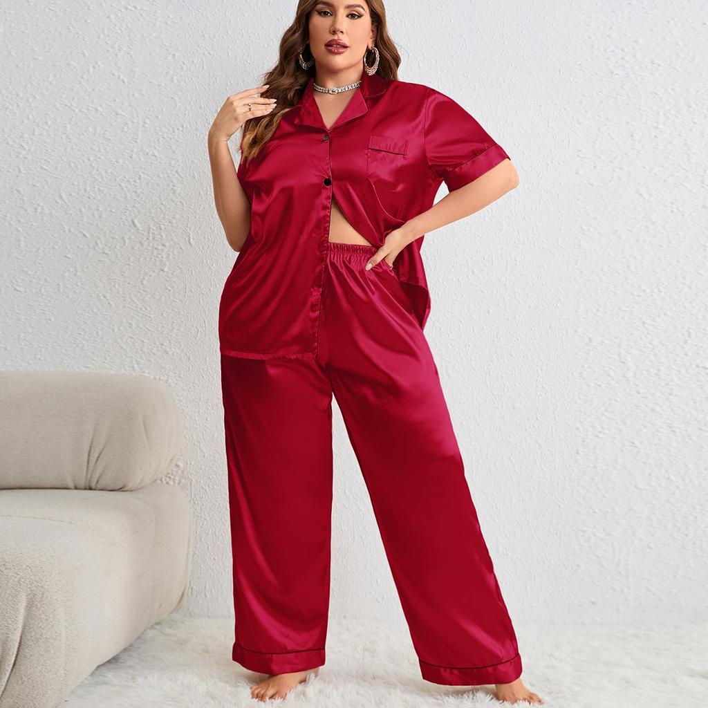 Danny Lin Summer Fashion Plus Size Casual Two-Piece Pajama Set with Loose Long Pants for Home Wear