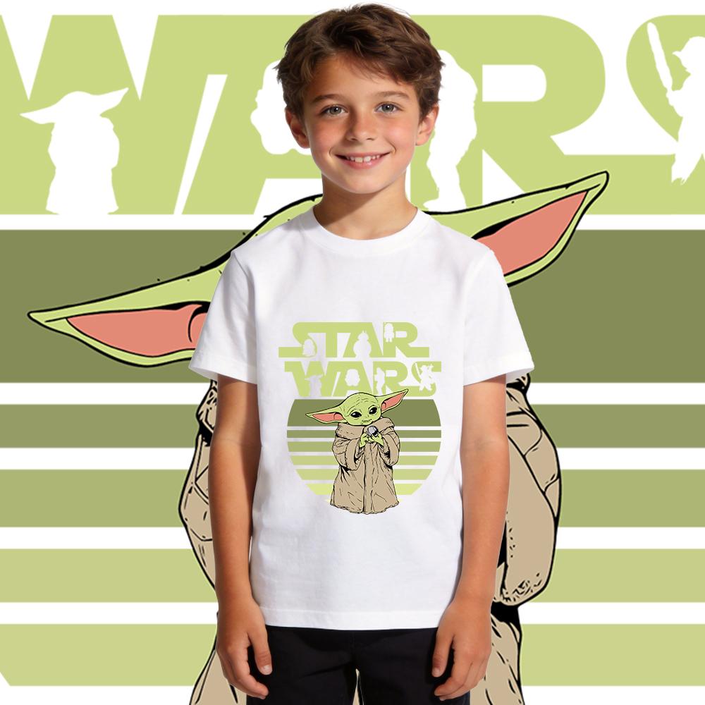 Star Wars Yoda Baby Yoda Print Kids Cotton T Shirt Casual Short Sleeve Tee Boys Girls Toddler Summer Top