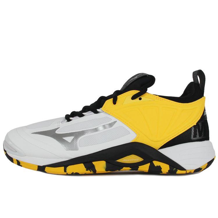 Mizuno Wave Momentum 2 Low Top Durable Non-Slip Lightweight Volleyball Shoes Unisex Shoes White Yellow Black V1GA211208