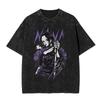 Washed Vintage Anime Black Stones Nana T-shirt Men's Women Clothing Manga Y2k Gothic Rock T-shirts Unisex 90s Oversized T Shirts