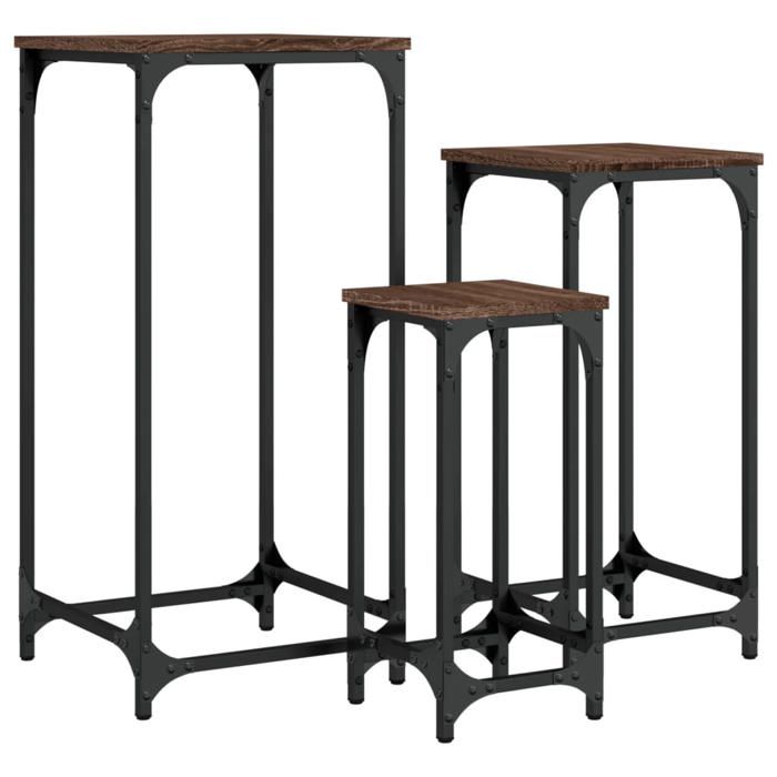 VidaXL Nesting Side Tables 3 Pcs, Coffee Tables, Sofa Tables, Living Room Furniture, Industrial, Oak 838942