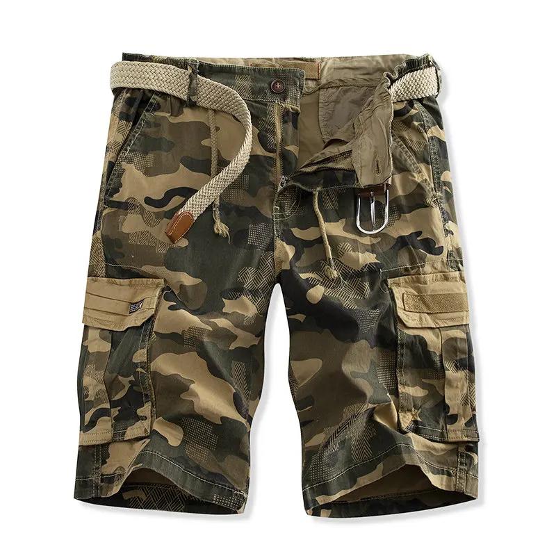 Free Country 2026 Zomer Nieuwe Camo Tactische Cargo Shorts Heren Khaki Jogger Militaire Cargo Shorts Heren Katoen Casual Losse Heren Shorts Zonder Riem XXXL kaki