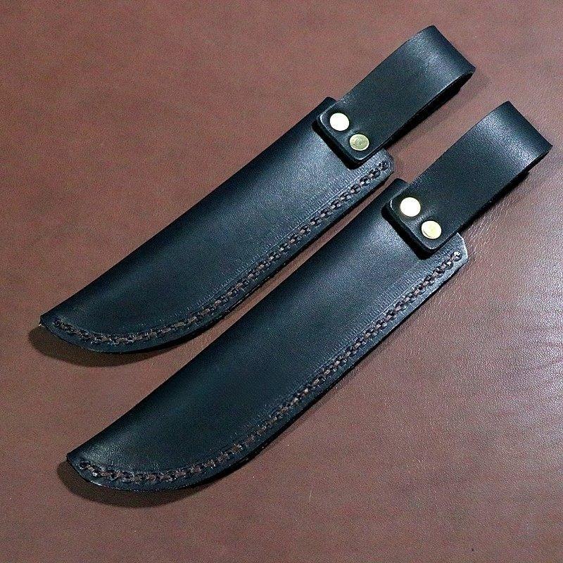 3.5cm Inner Width Top Layer Cow Leather Straight Knife Sheath Fixed Blade Scabbard Cover Storage Bag with Buckle Pants