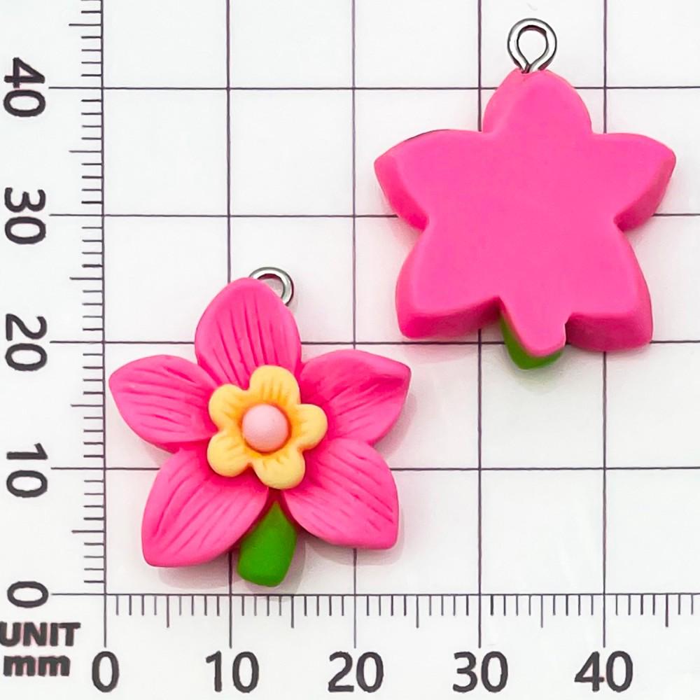 30-Piece Set: Pink Resin Sunflower & Rose Flower Pendants for DIY Jewelry