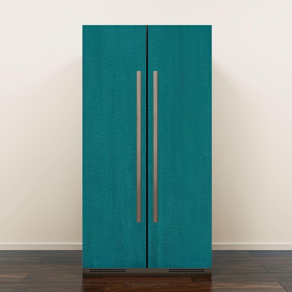Self Adhesive Vinyl Refrigerator Wrap Set Teal Green Solid Colored Abstract Canvas Texture Vintage Grunge Year Door Mural Removable Fridge Sticker